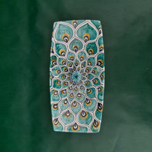 Load image into Gallery viewer, Rectangular serving plate Green Peacock Feathers Small