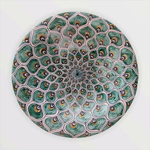 Load image into Gallery viewer, Decorative Wall Plate 'Green Peacock Feathers' Large
