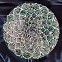 Load image into Gallery viewer, Decorative Wall Plate 'Green Peacock Feathers' Large
